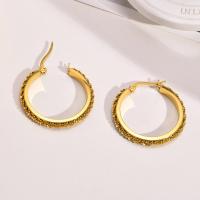 Stainless Steel Hoop Earring, 304 Stainless Steel, Vacuum Ion Plating, fashion jewelry & different styles for choice & for woman, golden, Sold By Pair