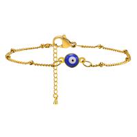 Bracelet Evil Eye bijoux, Acier inoxydable 304, avec Acrylique, avec 1.97inch chaînes de rallonge, bijoux de mode & pour femme, doré, 6.30mm, Longueur:Environ 6.3 pouce, Vendu par PC