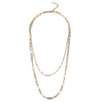 Multi Layer Necklace, 304 Stainless Steel, with 1.97inch extender chain, Double Layer & fashion jewelry & Unisex, more colors for choice, 2.5mm,4mm, Length:Approx 17.72 Inch, Approx 21.65 Inch, Sold By PC