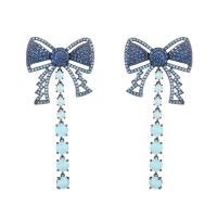 Cubic Zirconia Micro Pave Brass Earring Bowknot plated fashion jewelry & micro pave cubic zirconia & for woman nickel lead & cadmium free Sold By Pair