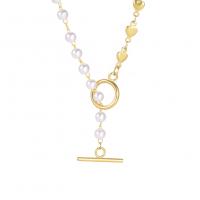 Titanium stål halskæde, med Plastic Pearl, mode smykker & for kvinde, flere farver til valg, 380mm, Solgt af PC