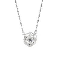 Кубический циркон микро проложить стерлингового серебра ожерелье, 925 пробы, плакирован серебром, инкрустированное микро кубического циркония & Женский, серебряный, 10mm, длина:Приблизительно 17.7 дюймовый, продается PC