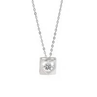 Cubic Zircon Micro Pave 925 Sterling Silver Necklace, silver color plated, micro pave cubic zirconia & for woman, silver color, 9mm, Length:Approx 17.7 Inch, Sold By PC