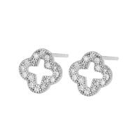 Cubic Zirconia Micro Pave Sterling Silver Earring, 925 Sterling Silver, silver color plated, micro pave cubic zirconia & for woman, silver color, 8mm, Sold By Pair