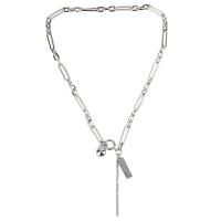 Titanstahl Halskette, Zinklegierung, mit Titanstahl, rund, Platinfarbe platiniert, Modeschmuck & unisex, Länge:ca. 16.9 ZollInch, verkauft von PC