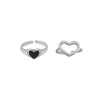 Cink Alloy Finger Ring, Srce, platine boja pozlaćen, prilagodljiv & za žene & emajl, više boja za izbor, nikal, olovo i kadmij besplatno, Veličina:6-8, Prodano By PC