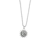 Collar de Aleación de Zinc, sol, chapado en color de plata antigua, unisexo & cadena de la bola, libre de níquel, plomo & cadmio, longitud aproximado 23.6 Inch, Vendido por UD