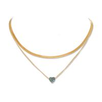 Mode-Multi-Layer-Halskette, Zinklegierung, mit Kunststoff Perlen, KC goldfarben plattiert, mehrschichtig & Micro pave Zirkonia & für Frau, keine, Länge:ca. 14.9-21.6 ZollInch, verkauft von PC