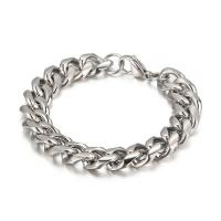 Titanium Steel Bracelet & Bangle Vacuum Ion Plating & for man Length Approx 8.26 Inch Sold By PC