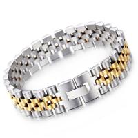 Titanium Steel Bracelet & Bangle Vacuum Ion Plating for man 15mm Length Approx 8.07 Inch Sold By PC
