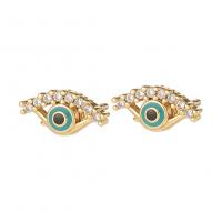 Evil Eye Earrings Brass gold color plated micro pave cubic zirconia & for woman & enamel Sold By Pair