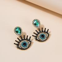 Evil Eye Earrings Zinc Alloy fashion jewelry & for woman & with rhinestone nickel lead & cadmium free Sold By Pair