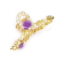 Hair Claw Clips, Tibetan Style, with Plastic Pearl, gold color plated, fashion jewelry & different styles for choice & for woman & with rhinestone, nickel, lead & cadmium free, 110mm, Sold By PC