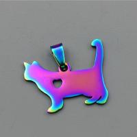Stainless Steel Animal Pendants, 304 Stainless Steel, Cat, polished, DIY, more colors for choice, 25x30mm, Sold By PC