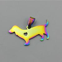 Stainless Steel Animal Pendants, 304 Stainless Steel, Dog, polished, DIY, more colors for choice, 21x36mm, Sold By PC