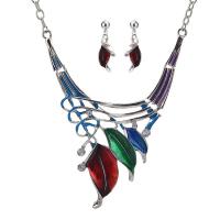 Tibetan Style Jewelry Sets, earring & necklace, 2 pieces & fashion jewelry & for woman & enamel & with rhinestone, more colors for choice, nickel, lead & cadmium free, Length:Approx 17.72 Inch, Sold By Set