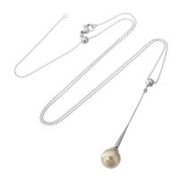 Stainless Steel Jewelry Necklace, 304 Stainless Steel, with Shell Pearl, fashion jewelry & for woman, original color, 10x55mm,1mm, Length:Approx 24 Inch, Sold By PC