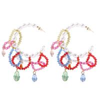 Crystal Earrings, Resin, with ABS Plastic Pearl & Crystal & Tibetan Style, fashion jewelry & for woman, multi-colored, 90x68mm, Sold By Pair