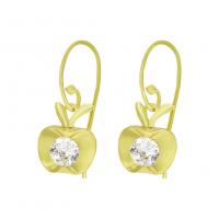 Rhinestone Earring Zinc Alloy Apple gold color plated fashion jewelry & for woman & with rhinestone golden Sold By Pair
