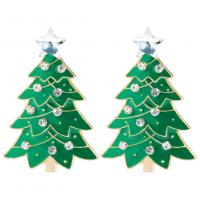 Christmas Earrings Zinc Alloy gold color plated fashion jewelry & for woman & enamel & with rhinestone Sold By Pair