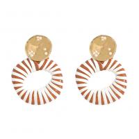 Zinc Alloy Drop Earrings with PU Leather gold color plated fashion jewelry & for woman Sold By Pair