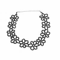 Glass Seed Beads Necklace Seedbead with Zinc Alloy fashion jewelry & for woman black Length 36-43 cm Sold By PC