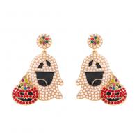 Zinc Alloy Drop Earring with ABS Plastic Pearl fashion jewelry & Halloween Jewelry Gift & for woman & with rhinestone Sold By Pair
