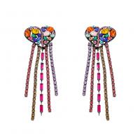 Fashion Fringe Earrings, Tibetan Style, plated, fashion jewelry & for woman & with rhinestone, more colors for choice, 105x33mm, Sold By Pair
