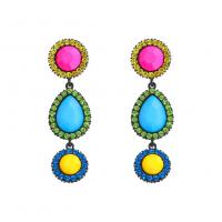 Resin Earring, Tibetan Style, with Resin, fashion jewelry & for woman & with rhinestone, more colors for choice, 68x20mm, Sold By Pair