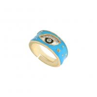 Evil Eye Smykker Finger Ring, Zinc Alloy, mode smykker & onde øje mønster & for kvinde & emalje & med rhinestone, flere farver til valg, 18x9mm, Solgt af PC