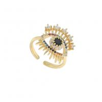 Evil Eye Jewelry Ring Finger, cobre, joias de moda & padrão de mau-olhado & micro pavimento em zircônia cúbica & para mulher & esmalte, Mais cores pare escolha, 17x15mm, vendido por PC