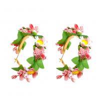 Zinc Alloy Drop Earrings with Cloth fashion jewelry & for woman Sold By Pair