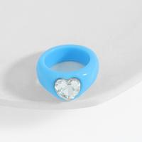 Resin Finger Ring, fashion jewelry & for woman & with glass rhinestone, more colors for choice, 18x13mm, Sold By PC