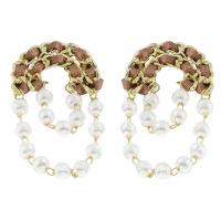 Resin Earring Zinc Alloy with ABS Plastic Pearl & Resin gold color plated fashion jewelry & for woman Sold By Pair