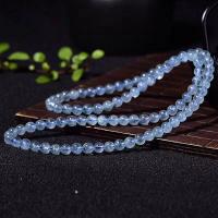 Bracelets de pierres précieuses, aigue-marine, Rond, unisexe, bleu, 6mm, Longueur:Environ 57 cm, Vendu par PC