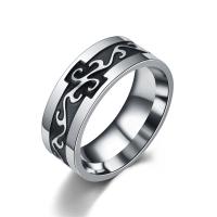 Titanium Steel Finger Ring, Donut, mixed ring size & different packing style for choice & for man & enamel, black, 7mm, US Ring Size:6-12, Sold By Bag