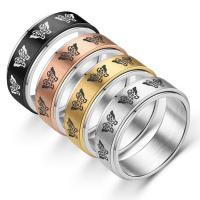 Couple Finger Rings Titanium Steel Donut Vacuum Ion Plating mixed ring size & carved & for couple 8mm US Ring Sold By Bag