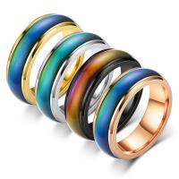 Caklina Raspoloženje Finger Ring, 304 nehrđajućeg čelika, Uštipak, mješoviti prsten veličine & različita pakiranja stil za izbor & bez spolne razlike & Raspoloženje emajl, više boja za izbor, 6mm, Veličina:6-12, Prodano By Torba