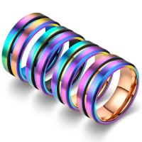 Stainless Steel Finger Ring 304 Stainless Steel Donut Vacuum Ion Plating mixed ring size & for man mixed colors 8mm US Ring Sold By Bag