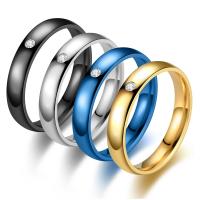 Палец кольцо из нержавеющей стали, Нержавеющая сталь 304, Кольцевая форма, смешанный размер кольца & отличается упаковка стиль для выбора & Мужская & со стразами, Много цветов для выбора, 4mm, размер:5-12, продается сумка