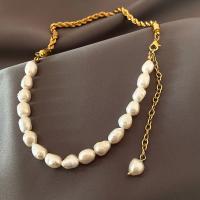 Plastik-Perlenkette, Zinklegierung, mit Kunststoff Perlen, Modeschmuck & für Frau, goldfarben, frei von Nickel, Blei & Kadmium, u3001, verkauft per ca. 16.73 ZollInch Strang