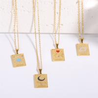 Stainless Steel Jewelry Necklace, 304 Stainless Steel, with 1.97inch extender chain, Vacuum Ion Plating, different designs for choice & for woman & enamel, golden, 15x20mm, Length:Approx 19.69 Inch, Sold By PC