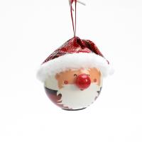 PVC Plastic Christmas Tree Decoration with Cloth Round brushwork Christmas jewelry 80mm Sold By PC