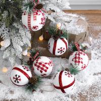 Mousse PE Décoration d’arbre de Noël, avec tissu & plastique, Rond, Bijoux de Noël, plus de couleurs à choisir, 80mm, 3PC/sac, Vendu par sac