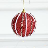 PE Schaumstoff Weihnachtsbaum-Dekoration, mit Pailletten & Stoff, rund, Weihnachtsschmuck, keine, 80mm, verkauft von PC