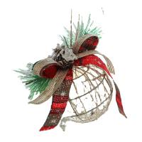 Железо Рождественская елка Украшения, с ткань & пластик, Круглая, Рождественские украшения & отверстие, Много цветов для выбора, не содержит никель, свинец, 80x80mm, продается PC
