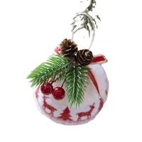 PE Foam Christmas Tree Decoration with Linen & Plastic Round Christmas jewelry 80mm Sold By Box