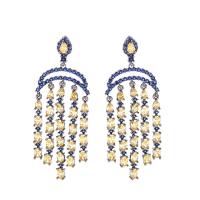 Cubic Zirconia Micro Pave Brass Earring real gold plated fashion jewelry & micro pave cubic zirconia & for woman nickel lead & cadmium free Sold By Pair