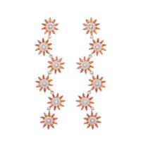 Befestiger Zirkonia Messing Ohrring, Blume, vergoldet, Modeschmuck & Micro pave Zirkonia & für Frau, keine, frei von Nickel, Blei & Kadmium, 15x60mm, verkauft von Paar