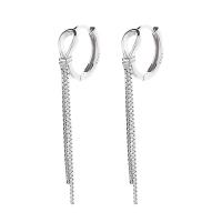 Fashion Fringe Earrings 925 Sterling Silver plated fashion jewelry & for woman 38mm Sold By Pair